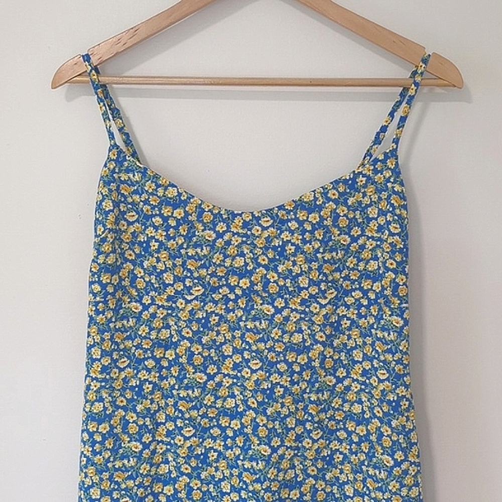 Lulus Blue Floral Print Cutout Midi Dress - Picture 7 of 12